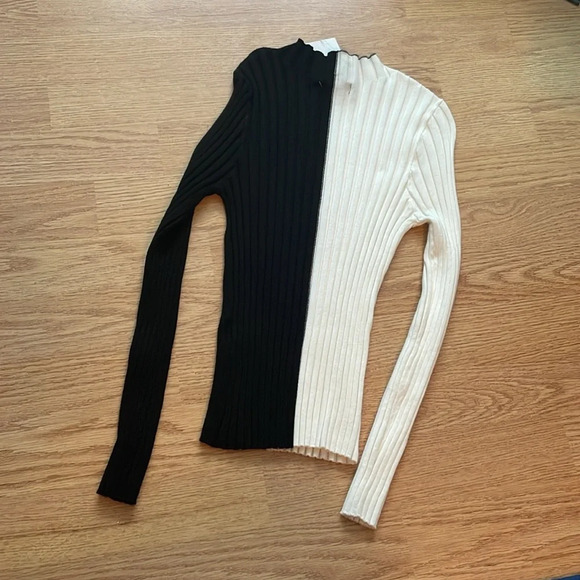 NWT Forever 21 girls ribbed black and white colorblock top 9-10 - Picture 7 of 7